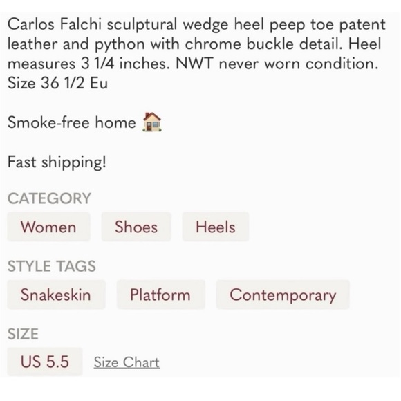 Carlos Falchi Wedge Snakeskin Peep Toe Heels - Picture 16 of 16